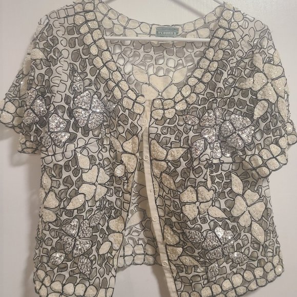 Vintage White Sequin Shirt/Jacket - Picture 1 of 5